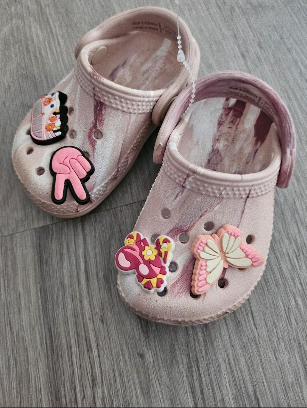 Pink Marbled Crocs Size C 4